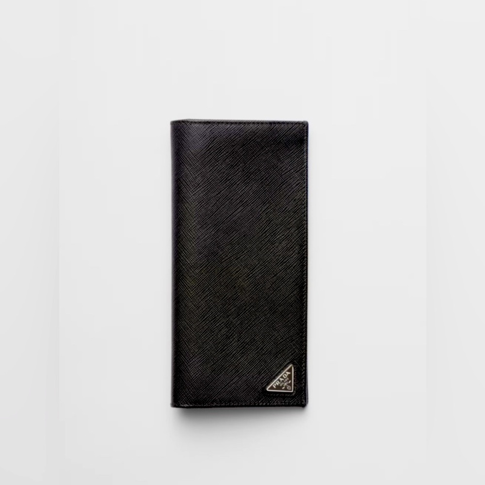 Prada Men’s Black Leather Saffiano Long Wallet EUC